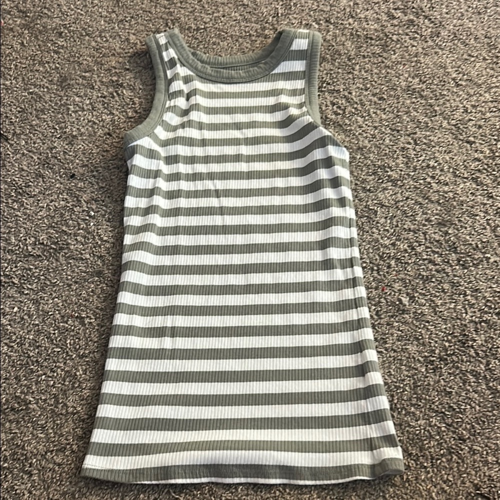 Maurices Women’s Green and White Striped Tank Top
